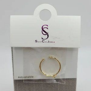 Savvy Cie "J" Initial Letter Adjustable Gold Ring